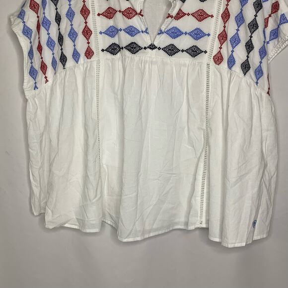 Ariat Womens Billie Tunic Top Size XXL White Red Blue Embroidered Lightweight - Picture 11 of 12